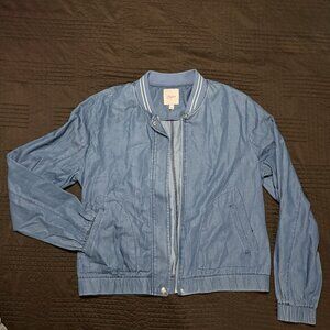 Vintage Candie's Light Denim Jacket with Striped Collar large